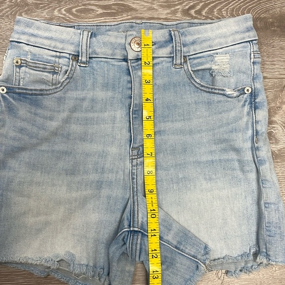 American Eagle Next Level Stretch Curvy Hi-Rise Shortie Denim Jeans Shorts 6 - Picture 9 of 15
